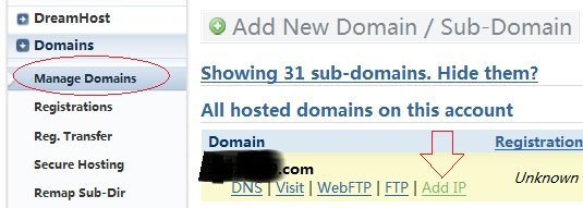 how to add an ipv6 address at dreamhost step1